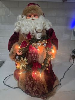 Santa Claus Figure with Lighted Wreath