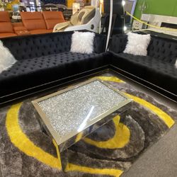 🌟ELEGANCE AT HOME🌟 Black Velvet Sofa and Loveseat👍FINANCING AVAILABLE with 0 DOWN 