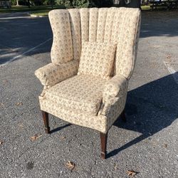 Cream Floral Wingback Chair