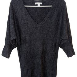 New York & Company Charcoal Gray V-Neck Tunic Sweater Women's Size XS