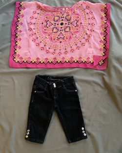 Girls Size 7/8 Jean Shorts and Shirt