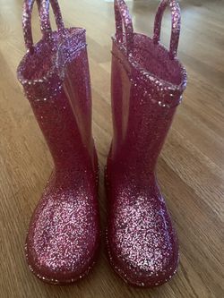 Size 5 Toddler Rain Boots- Pink/Sparkly