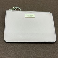 Kate Spade New York Saffiano Leather Card Holder Keychain Wallet Cream Black