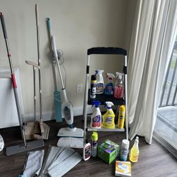 Cleaning Haul Including Step Stool, Steam Mop And Wet  Swiffer With 6 Washable Pads!