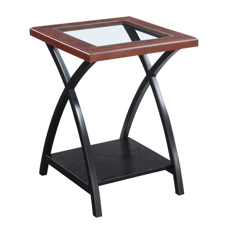 New In Box Metal Frame With Glass Top End Table