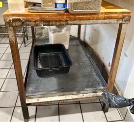 Commercial Kitchen Wood Top Table
