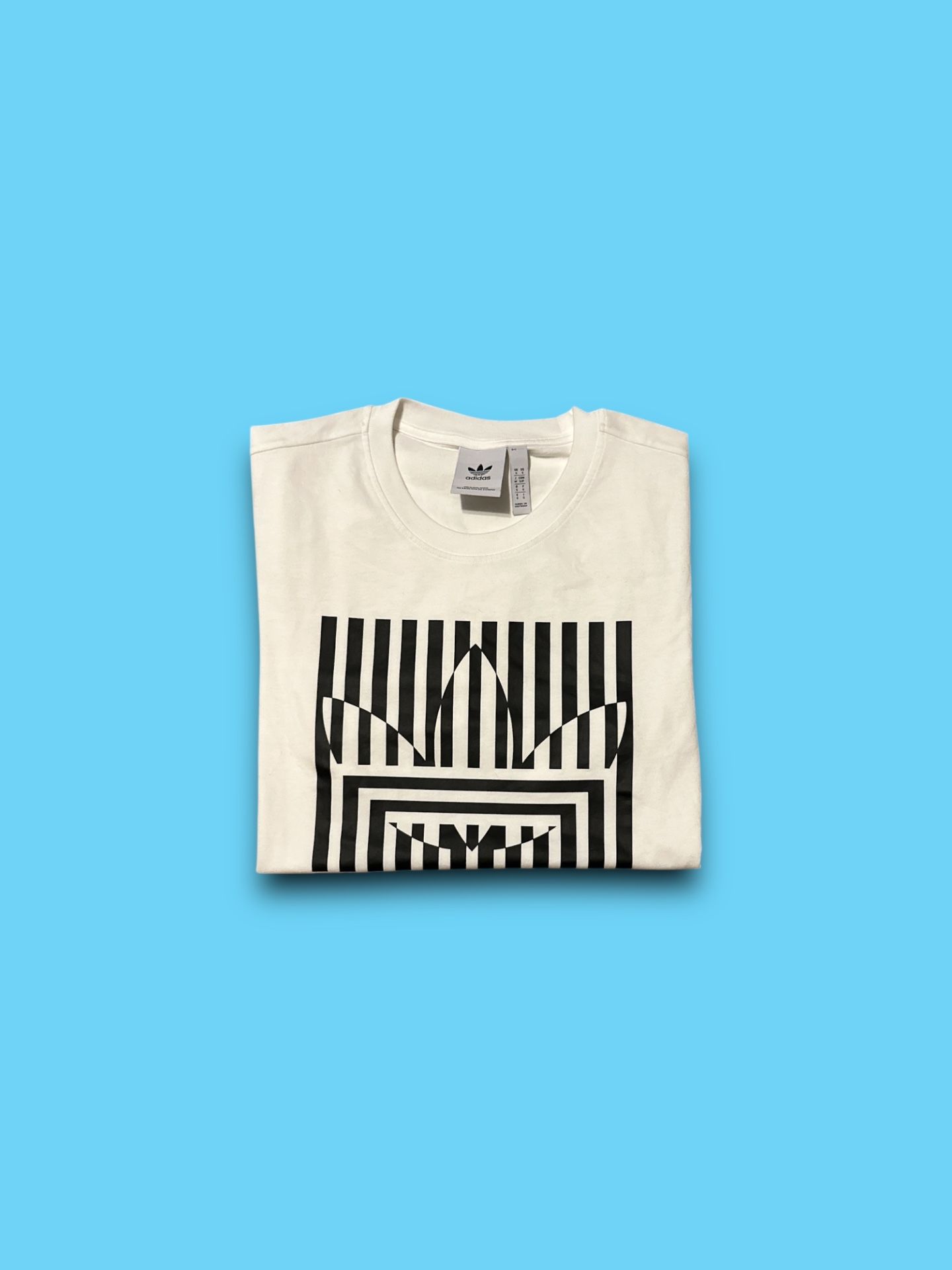 Adidas originals trefoil striped logo t-shirt white mens small