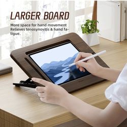 Bamboo Tablet Drawing Stand - Portable & Adjustable 5 Angles for Laptop, iPad Pro 12.9/13 inch - Walnut Varnish