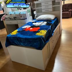 Twin Storage Bed White New 