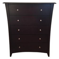 Espresso Wood 5 Drawer Chest / Dresser