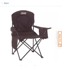 Steel Camping Chair with Built-In 4 Can Cooler, Black