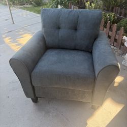 Costway Upholstered Modern Accent Chair Mid-Century Armchair with Sturdy Legs Grey