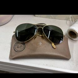 Vintage Ray-Ban By Bausch And Lomb Aviator Sunglasses w/ Case Gold Fill