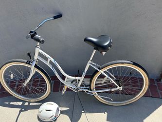 Vintage Schwinn Cruiser Bicycle White with Blue Accents