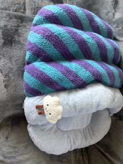 Stripped Plush Hoodef Pet Bed
