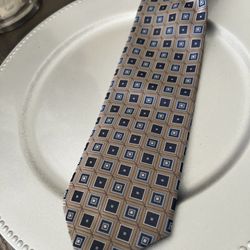 Vintage Handmade Necktie Blue And Beige Accent Giorgio Brutini 100% polyester