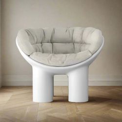Adorable Driade Roly Poly Armchair Fay Toogood Concrete w Ivory Cushion FFE258-182