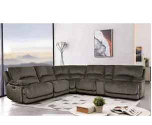 Redding 6-Piece Fabric Power Reclining Sectional With Power Headrest