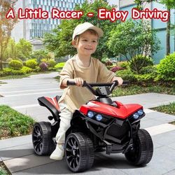 6V Kids ATV Quad Ride On Toy with Music, LED Headlight, Forward Reverse Switch and 1.8 MPH Speed Toy