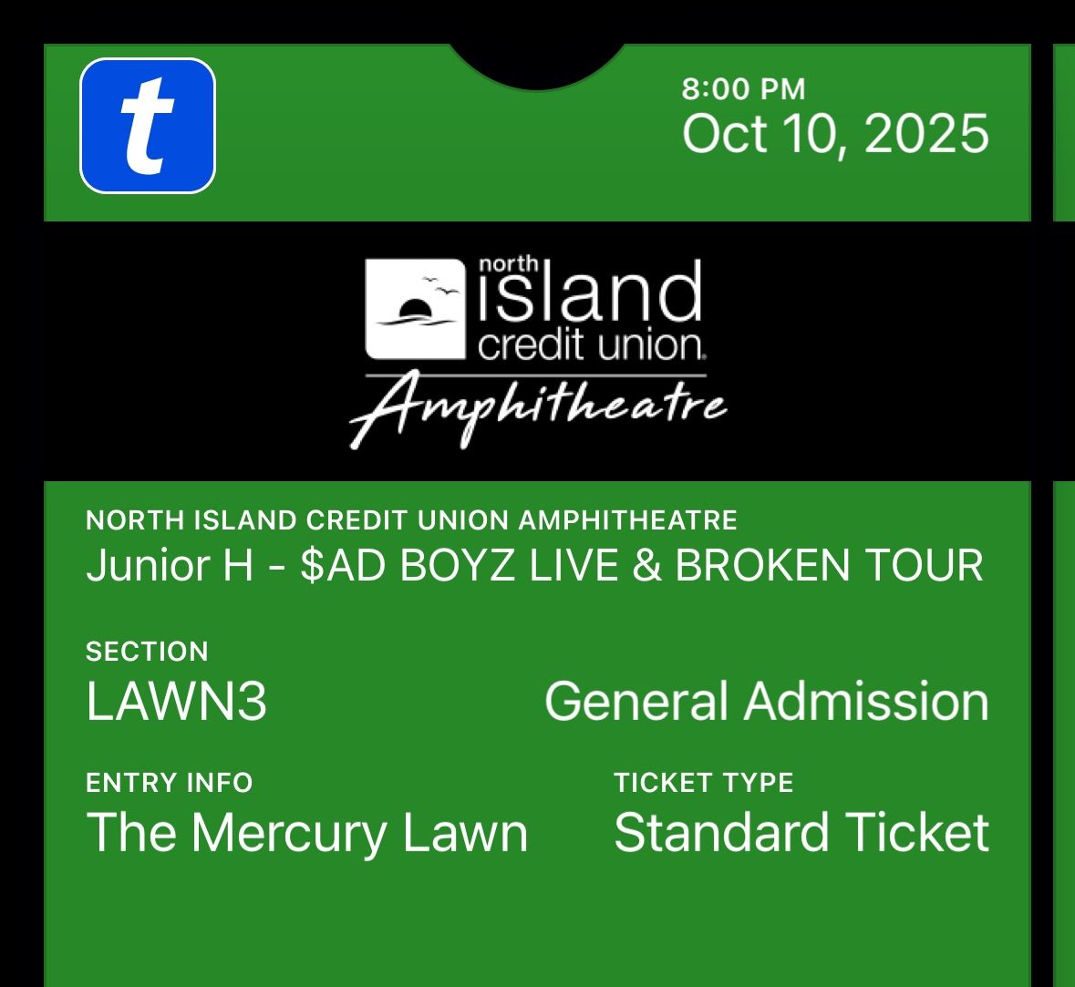 Junior H Concert Ticket