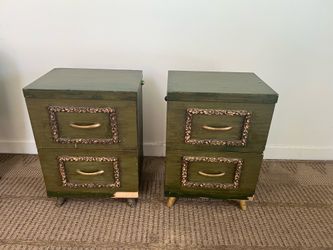 Mid century side tables with drawers sturdy need TLC