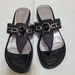 Marc Fisher Black Glitter Sandals  7.5