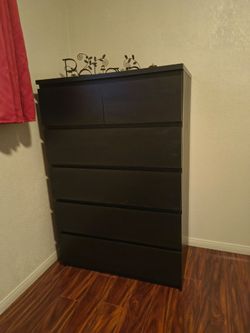 Modern 6 drawer dresser, black