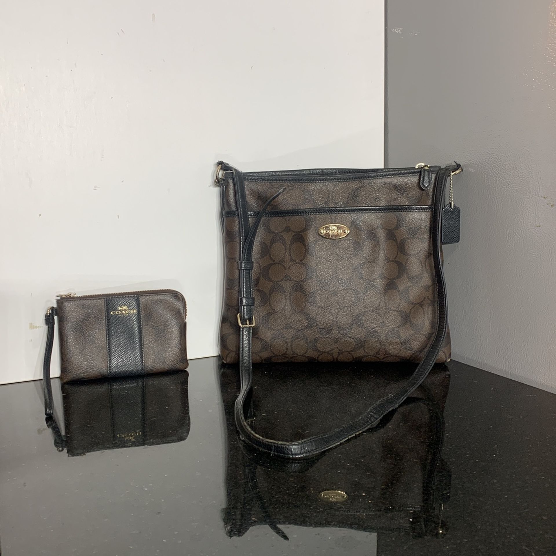 Coach Crossbody Bag And Coach Corner Zip Wristlet