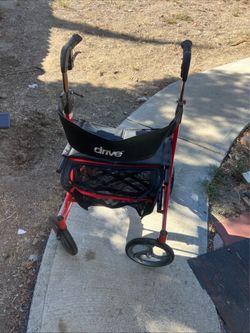 Drive Red 4-Wheel Rollator Walker with Seat, Handbrakes, Adjustable Handles