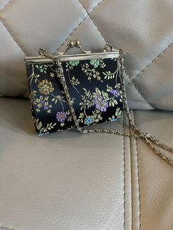 vintage black floral evening bag Purse
