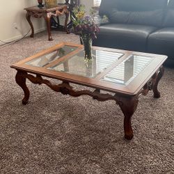 Wood Coffee Table & End Tables 