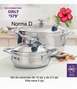 Set de cacerolas de 10 qts y de 2.5 qts vida sana 5 ply nuevas en sus cajas 🌺 princess house 🌺