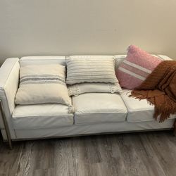 Modern White White Leather Sofa 
