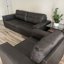 Dark Brown Leather Sofa (RC Willey ) 