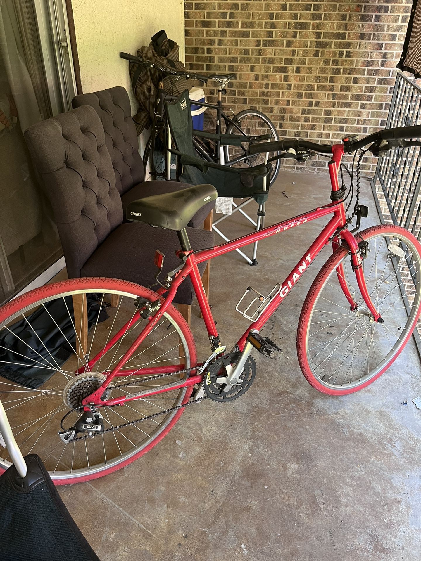 Red Frame, Red Tire, Giant brand Road Bike