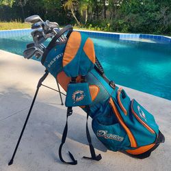 Golf Club Bag Golf Club Set Miami Dolphins Standing Gold Club Bag w Strap