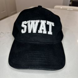 Spirit Halloween Swat Police Cap Baseball Hat Black Adjustable Size Embroidered 