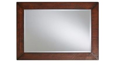 Pottery Barn Rustic Wood Framed Mirror – Large Statement Piece 42 wide by 30 height