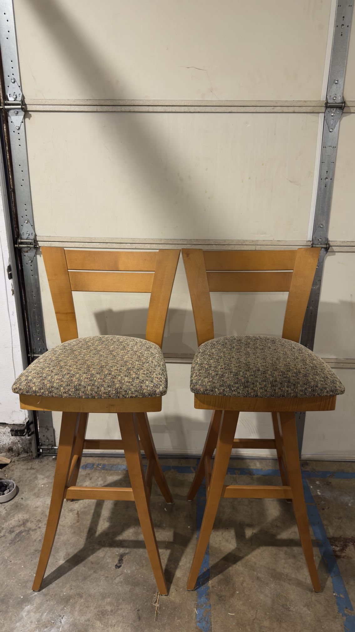 Two Swivel Bar Stools With Backs 