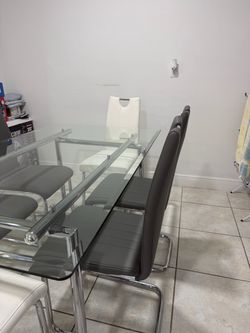 Glass Top Dining Table with Chairs