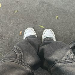 White & Green Low Dunks  With Green Laces