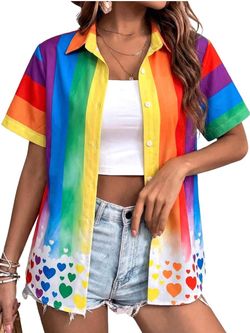 New Rainbow Button Up Shirt