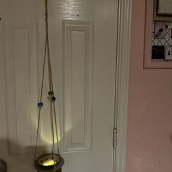 Vintage Handcrafted Pottery Pot Candle Holder Hanger