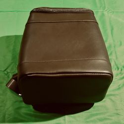 "Brown Faux Leather Cooler Backpack - Insulated, Stylish, & Fits 12 Cans!"