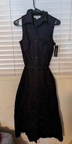 Isadora Collection Black Sleeveless Shirt Dress