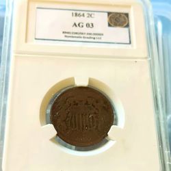 CIVIL WAR 2 CENT COIN GRADED 