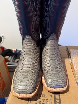 R.Watson Men's Back Cut Grey Sueded Back Cut Python Western Boots RW7914-2