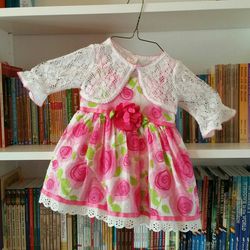 Toddler Girls Dress With Shawl, Size 18 Months