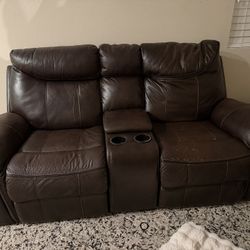 Brown Reclining Sofa 