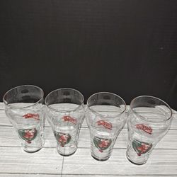 Vintage 1996 Coca Cola Santa Holiday Christmas Drinking Glass Locomotive Train